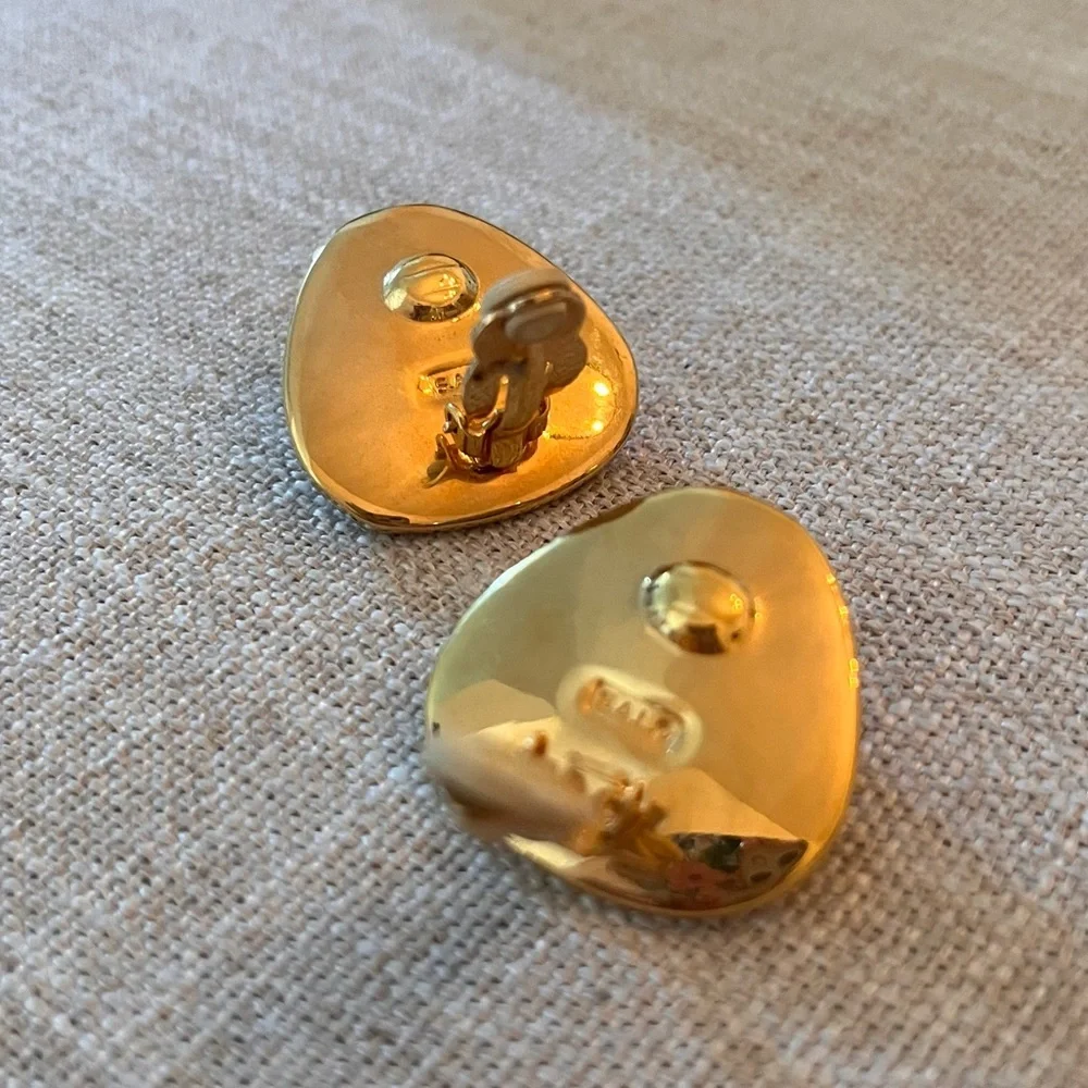 Vintage SAL Swarovski Crystal Gold and Black Clip On Earrings
